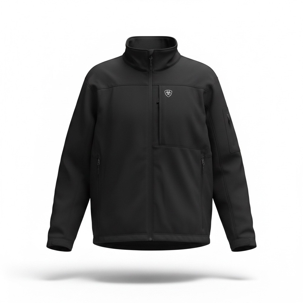 Ariat Mens Black Softshell Jacket Wind Water Resistant Full Zip Coat XL